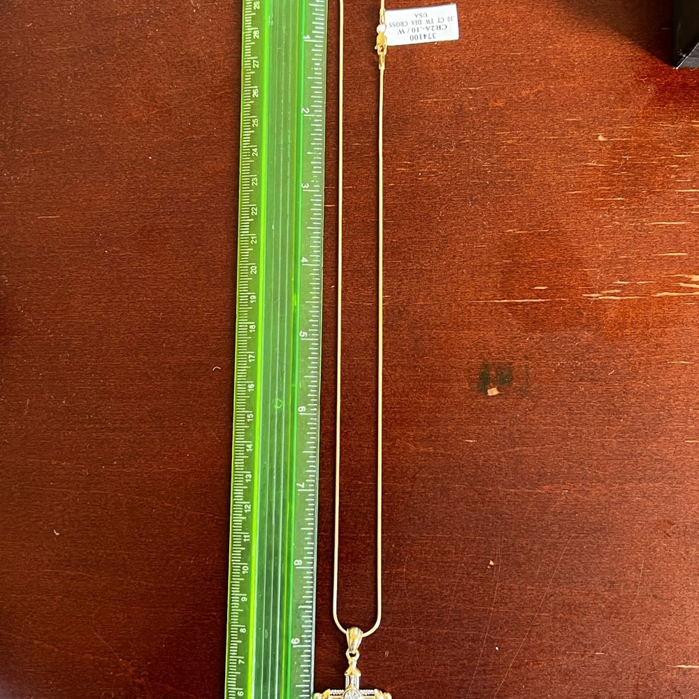 14k gold Diamond Cross snake chain necklace -New with tags! - Picture 7 of 15